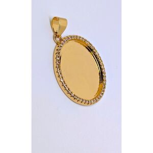 14K Gold Filled CZ Custom Photo Pendant Iced Out Unisex Memory Charm Bezel